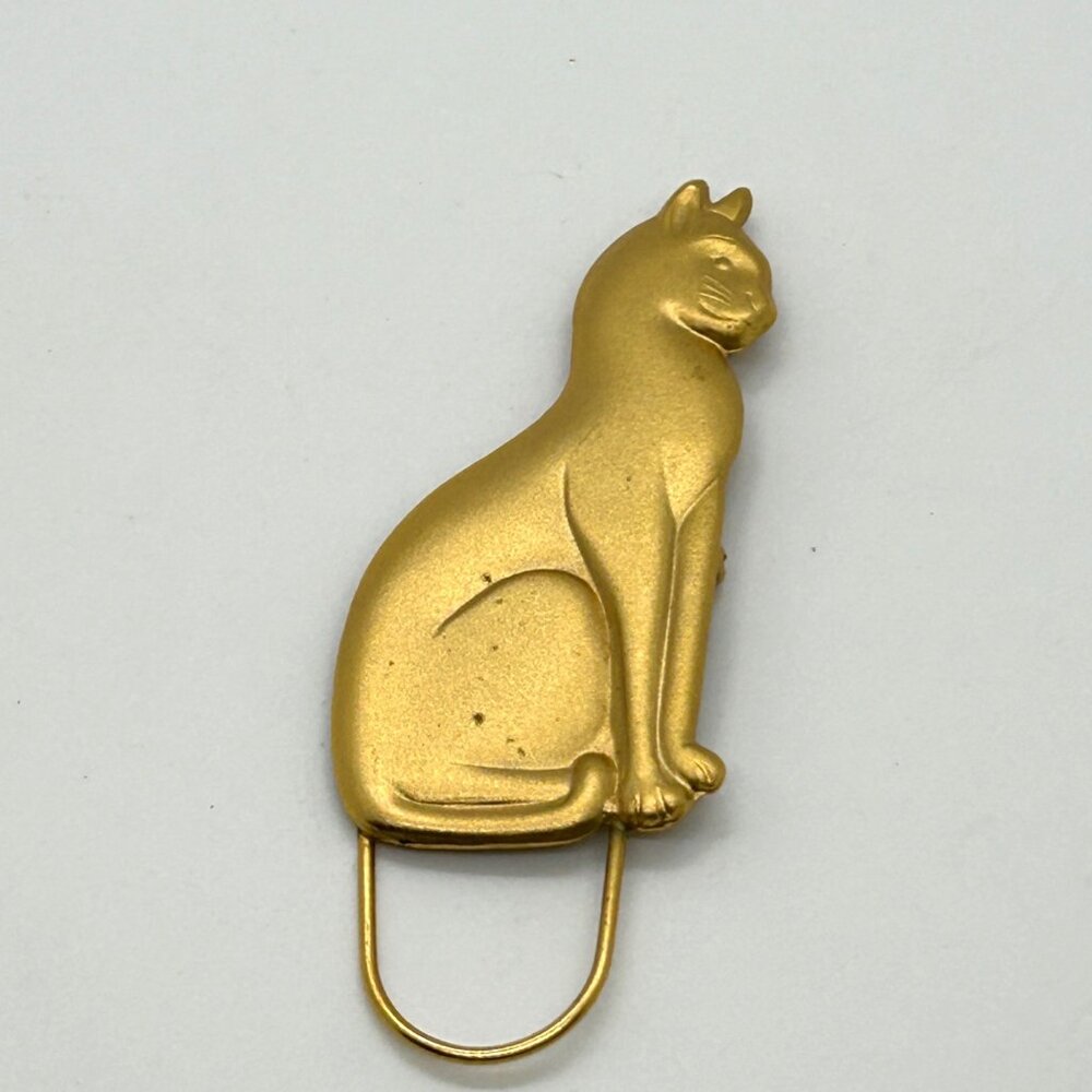 Vintage Gold Tone Cat Eyeglass Holder Brooch Pin Spectacle Hanger Reader Hanger - Picture 2 of 13